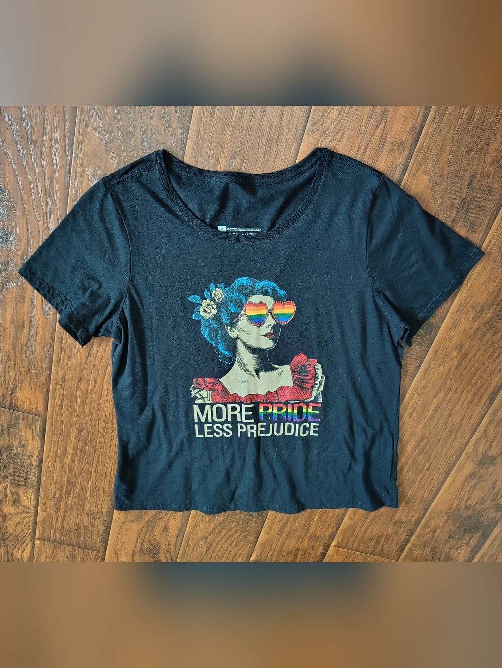 More Pride Less Prejudice rainbow and black baby tee T-shirt Size 1X